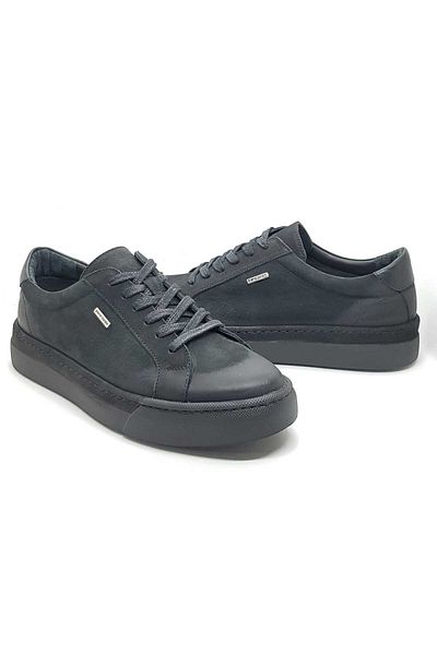 Pierre Cardin Мъжки черни маратонки с висока подметка PIERRE CARDIN от естествена кожа