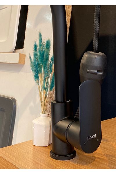 FLEKO Matte Black Walking Stick Pipe Sink Faucet Kitchen Tap