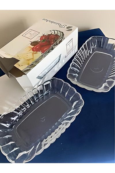 Paşabahçe 53392 Mezze 2-Piece Breakfast, Snack Plate 17x 11 Cm