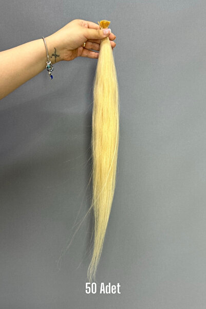 HalitCan HairKing 100% Real Human Hair Platinum 55 cm 50 Pieces (30 Gr) Bead Source Suitable for All Hair Types