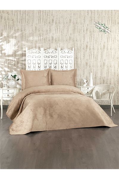 by ballı biocotton Mikromink Velvet Double Bedspread Set (240X260, 50X70)