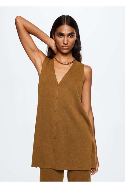 MANGO Woman Cardigan supradimensionat de tricotaj subțire