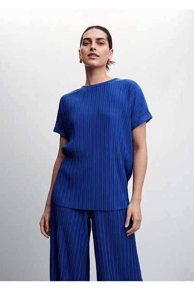 MANGO Woman Tricou plisat cu mânecă scurtă
