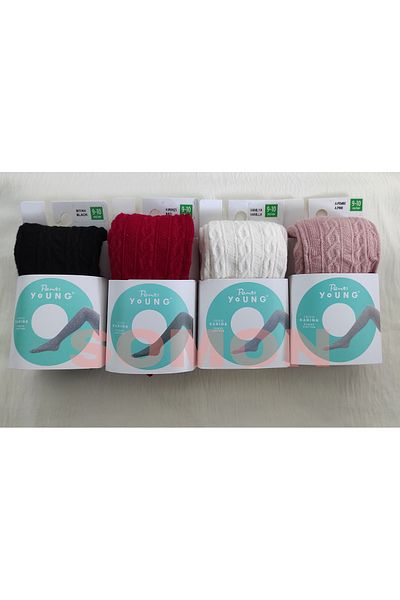 Penti Комплект от 4 плетени чорапи за момичета с коремна област - Pretty KiloTLU Socks