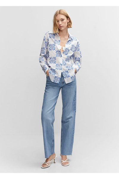 MANGO Woman Camasa cu croiala larga brodata