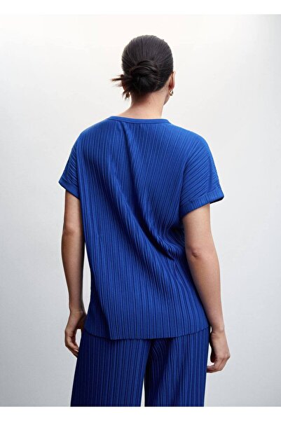 MANGO Woman Tricou plisat cu mânecă scurtă