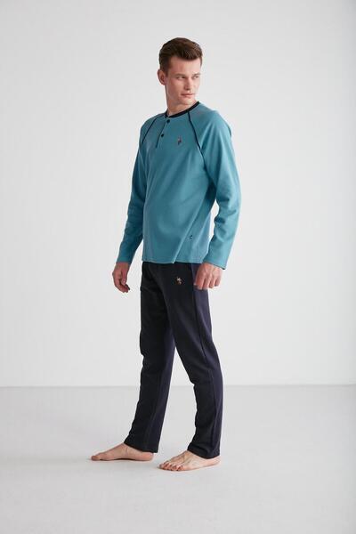 U.S. Polo Assn. U.S. POLO ASSN. - Erkek Turkuaz Patlı Pijama Takımı 024K.1ZE8.T.7.A3GR4P