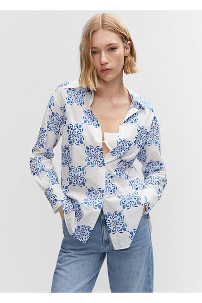 MANGO Woman Camasa cu croiala larga brodata
