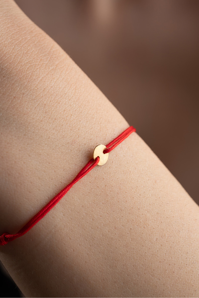 Nereze 925 Ayar Gümüş Rose Kırmızı İpli Ayarlanabilir Yuvarlak Tasarım Makrom...