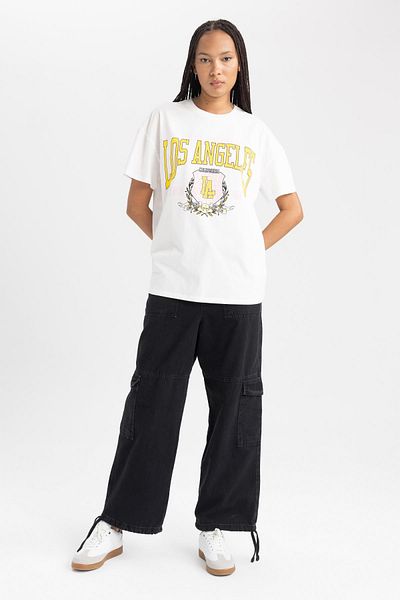 DeFacto Tricou Mtv cu mânecă scurtă, 100% bumbac, cu decolteu roșu și spate B1668ax23sm