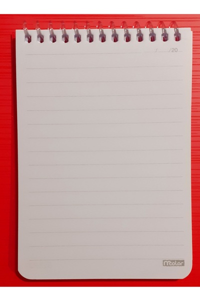 mcolor A6 50 Yap.Lined Notepad Plastic Cover Spiral Red