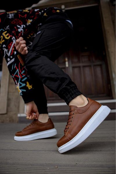 BZ Moda B044 BT Мъжки маратонки с връзки и ортопедична подметка, кафяви