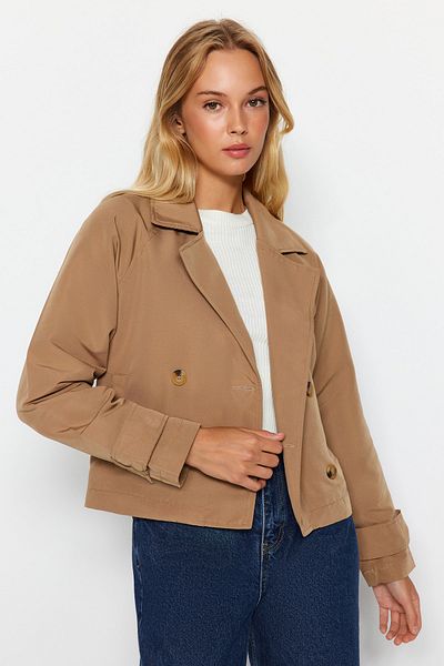 Trendyol Collection Mink Oversize Wide Cut Crop Water Repellent Trench Coat TWOAW24TR00004