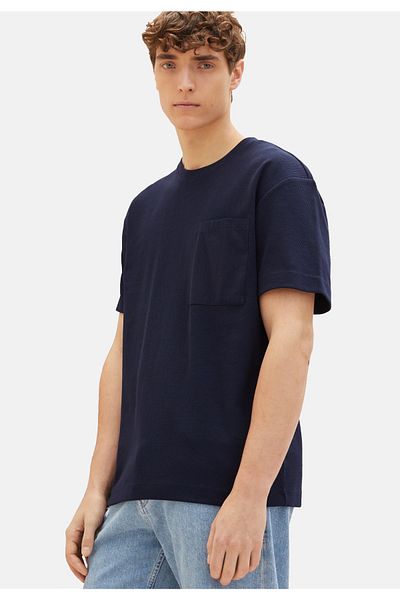 Tom Tailor T-Shirt Kurzarmshirt strukturiert mit Brusttasche