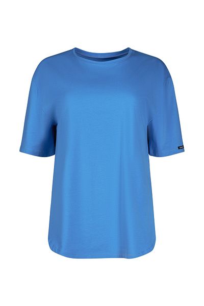 Skiny T-Shirt Pyjamaoberteil mit kurzen Ärmeln, Rundhalsausschnitt und abgerundetem Saum