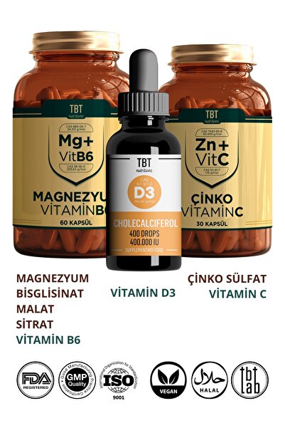 Tabitat Doğal Magnezyum Bisglisinat/malat/sitrat + Vitamin B6 - Çinko + Vitam...