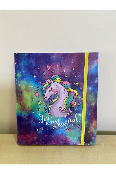 4nio Magical Unicorn Square Elastic Textured Striped Notebook