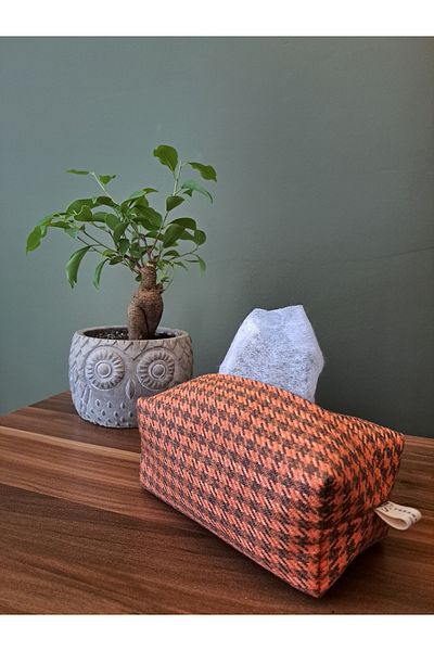 Tasarım Sentezi Handmade Napkin Holder Wet Wipes And Accessory Case Bag Orange