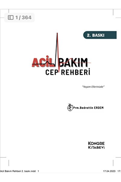 Kongre Kitabevi 2.baskı Acil Bakım Cep Rehberi