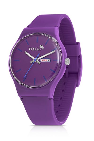 Polo Air Unisex Silicone Band Day Month Calendar Wristwatch Purple Color
