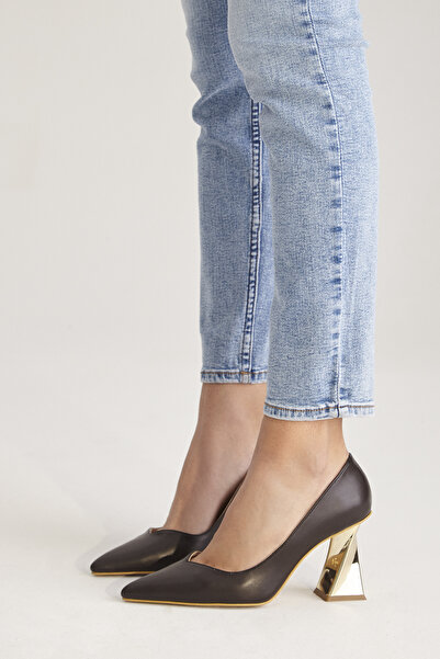 AYAKKABI PRENSİ Empire Brown Matte 8 cm Дамски обувки с висок ток, обувки с висок ток