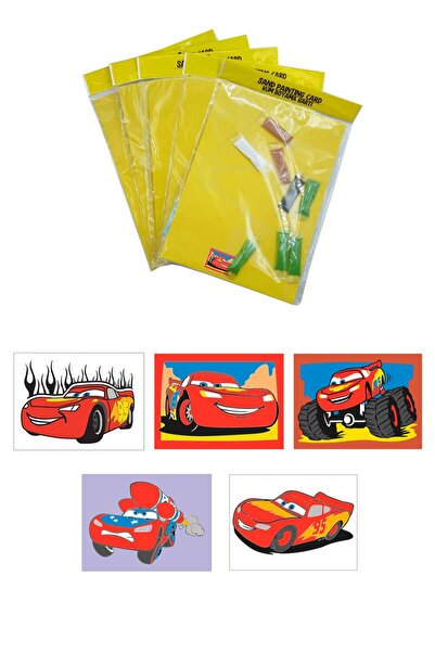Red Castle مجموعة بطاقات تلوين رملية للأولاد مقاس كبير A4 من Disney Cars مكونة من 5 قطع - Red Castle KB-D-052