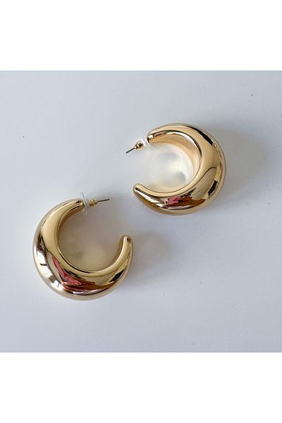 CHARMLUCKY Steel Large Chubby Hoop Earrings
