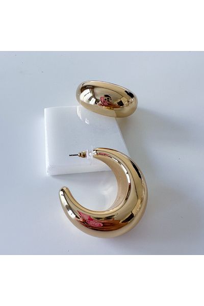 CHARMLUCKY Steel Large Chubby Hoop Earrings
