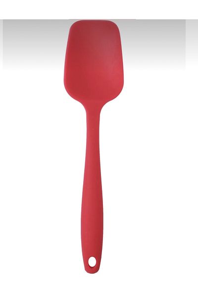 PİNK ROSE Bybirgül Large Size Silicone Fireproof Non-Stick Flat Spatula Red Set of 3