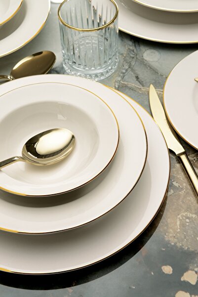 Bonelegant Nifty 24 Parça 6 Kişilik Bone Yemek Takımı Altın File