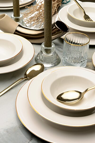 Bonelegant Nifty 24 Parça 6 Kişilik Bone Yemek Takımı Altın File