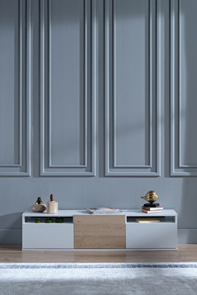 İSTİKBAL Moby Tv Sehpası Meşe Beyaz 151 Cm