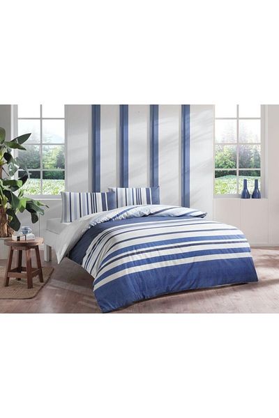 Taç Ranforce Single Duvet Cover Set Echo Navy Blue
