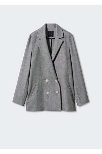 MANGO Woman Μπουφάν από λινό διπλό στήθος