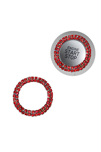 Oto Aksesuarcım Crystal Stone Start Stop Button Ring Red
