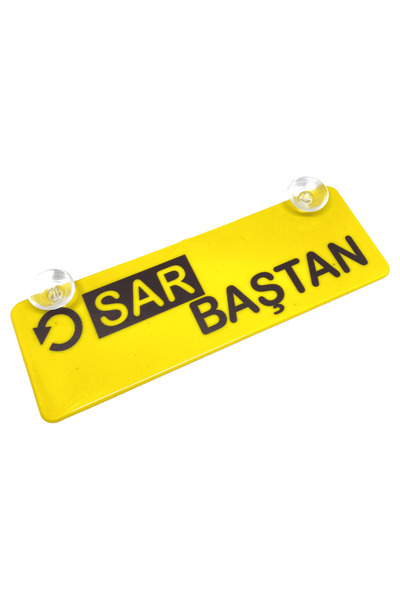 Oto Aksesuarcım Sar Baştan Yazılı Sarı Dekor Plaka Vantuzlu Cam Süsü 22x7.5cm