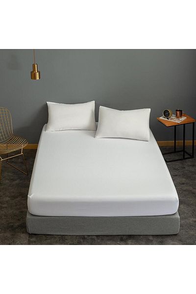 Juellhome ملاءة سرير من القطن الممشط باللون الأبيض مقاس 100 × 200 سم (بدون غطاء وسادة)