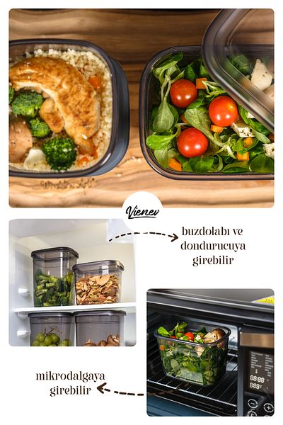 Vienev Set of 25 Peggy Rectangular Storage Containers 5X(1.9 1.5 1.15 0.8 0.4 Liter) with Screen Printing Label