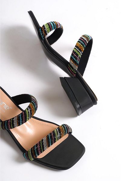Capone Outfitters Capone Short Heeled Stony Banded Blunt Toe Women's Slippers