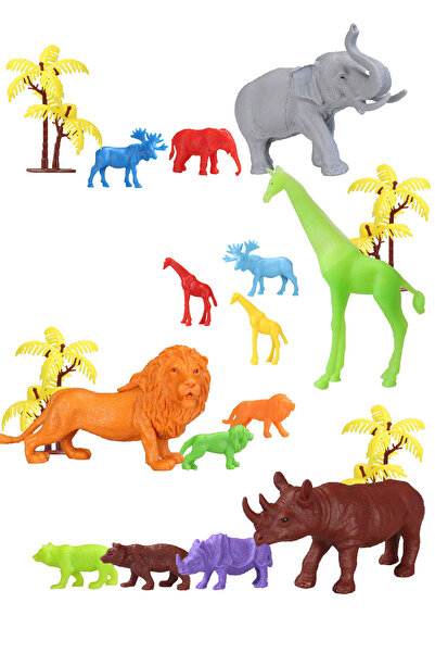 Toyaş Toy Play 18 Parça Büyük ve Mini Vahşi Safari Hayvanları Seti SKU690-669