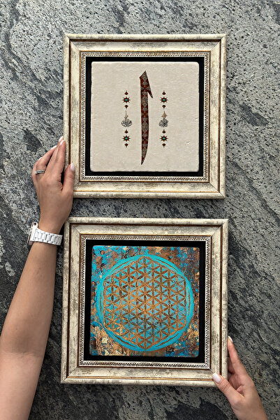 Oscar Stone Decor Tablou decorativ de perete din piatră înrămată 30x30cm Set ...