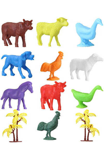 Toyaş Toy Play 12 Parça Renkli Mini Çiftlik Hayvanları Figür Seti 4-6 cm SKU676