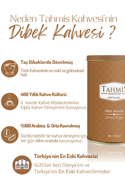 Tahmis Sade Dibek Kahvesi 250 Gr Teneke