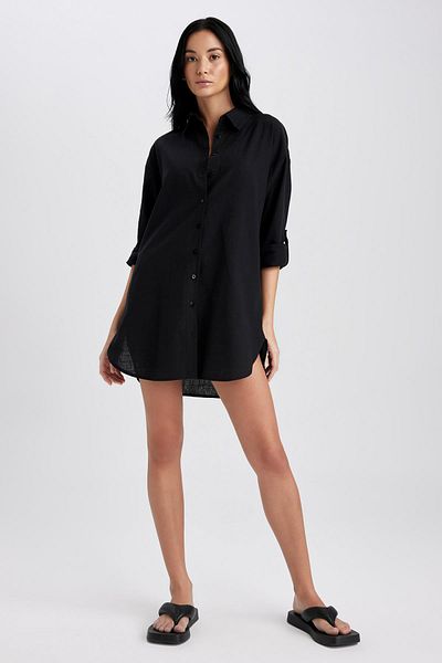 DeFacto Fall In Love Normal Fit Βαμβακερό πουκάμισο παραλίας W8241az23sp