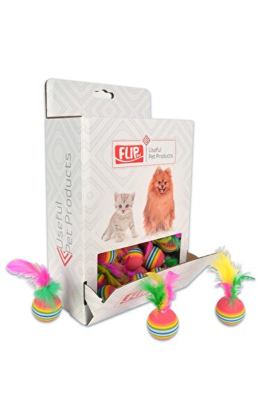 Flip Tüylü Gökkuşağı Kedi Oyun Topu Oyuncağı