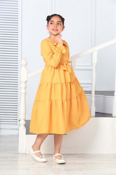 İ&K ŞIMARIK İNCİ DÜĞMELİ BURODE APLİKELİ KUŞAKLI GARSON BOY ELBİSE