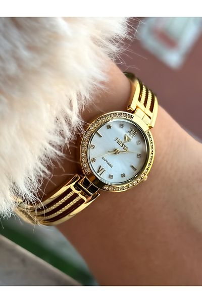 Fiesta Gold Yellow Steel Cord Bridal, Engagement, Wedding Small Case Wristwatch