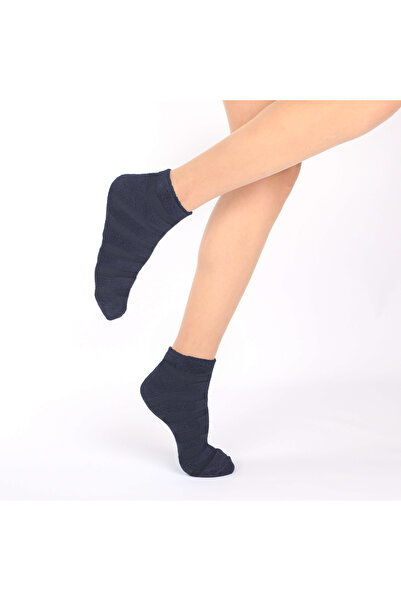 İbrahim Berk Kadın Çorap Patik Kışlık Havlu Çorap Kadın Havlu Çorabı Desenli Kalın Pamuklu Çorap 3 Adet