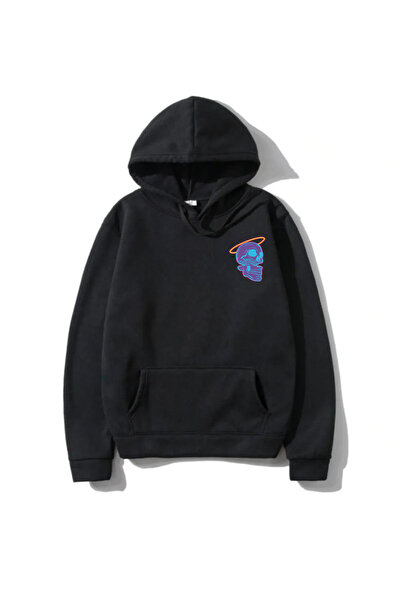DEEPSENCE Unisex Siyah Kapüşonlu Sweatshirt Vardvıne Sırt Baskılı