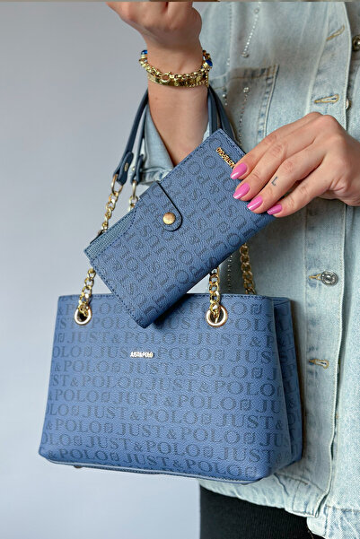 Just Polo Gold Yellow Chain 4 Compartment Women's Shoulder Bag 2181 dark blue...